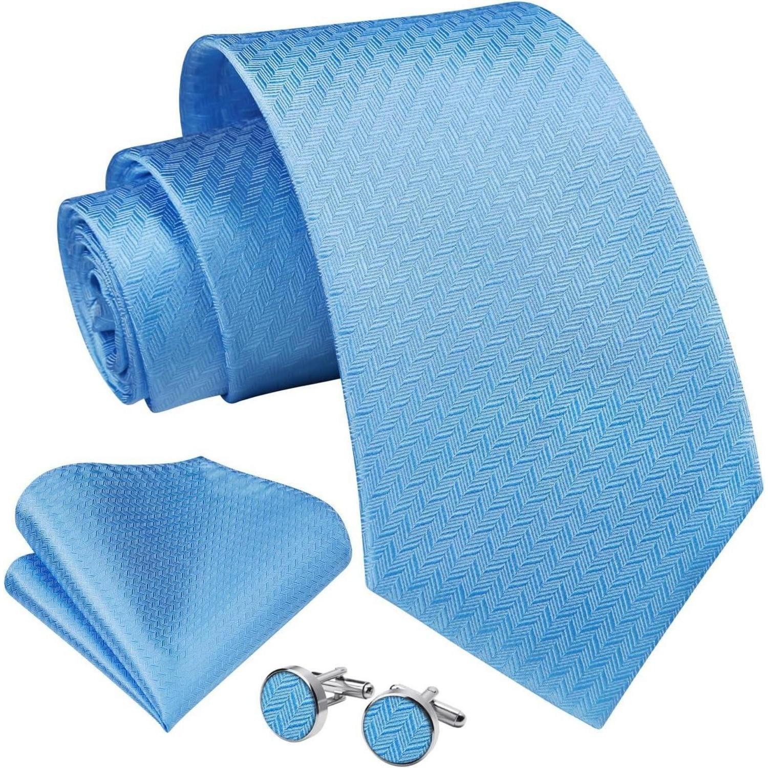 LuxusKollektion Krawatte Krawatte Herren Seide Hochzeit Paisley Einstecktuch Set C2 Hellblau 2