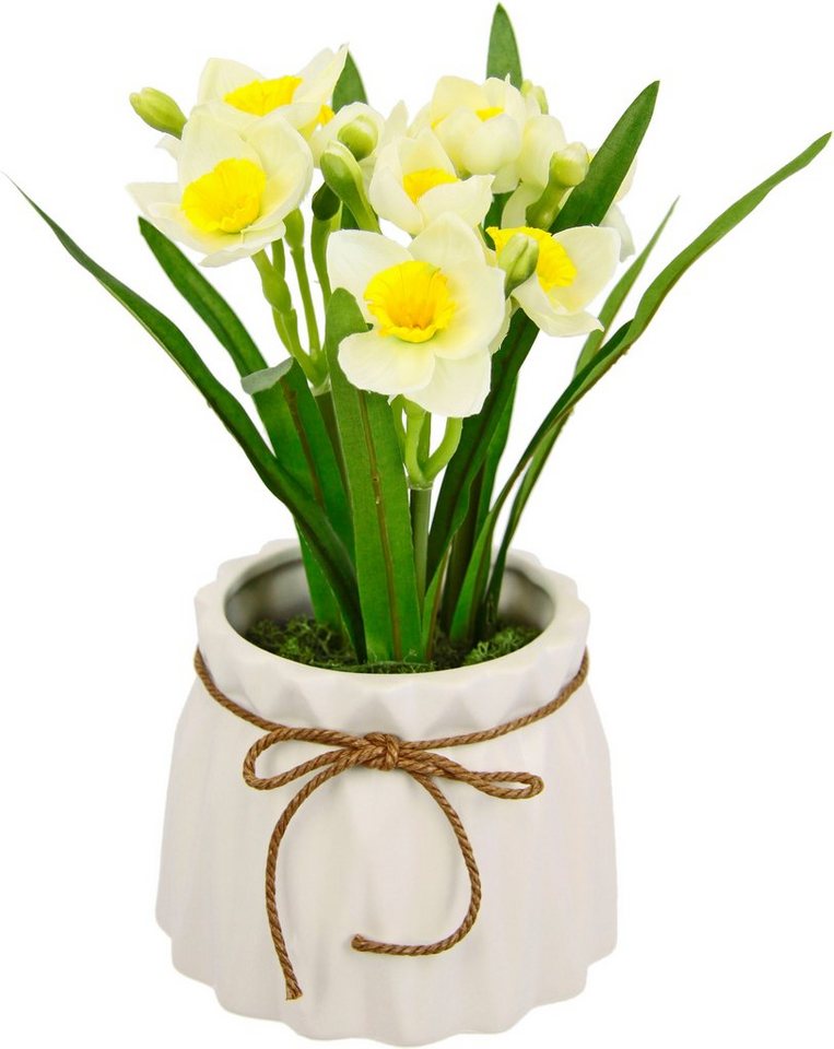 Kunstblume Topf Höhe I.GE.A., Narzissen, aus Gesteck cm, 24 Künstliche Frühlingsblume Im Osterglocken Keramik