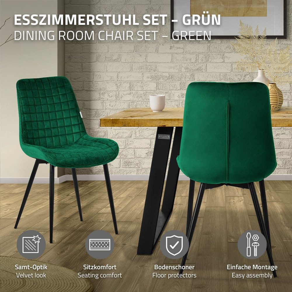 ML-DESIGN Polsterstuhl Esszimmerstühle mit Rückenlehne moderne Design Lounge mit Metallbeinen (6 St), Wohnzimmerstuhl Esstischstühle 6er Set Küchenstuhl Samt – Bild 2 von 5