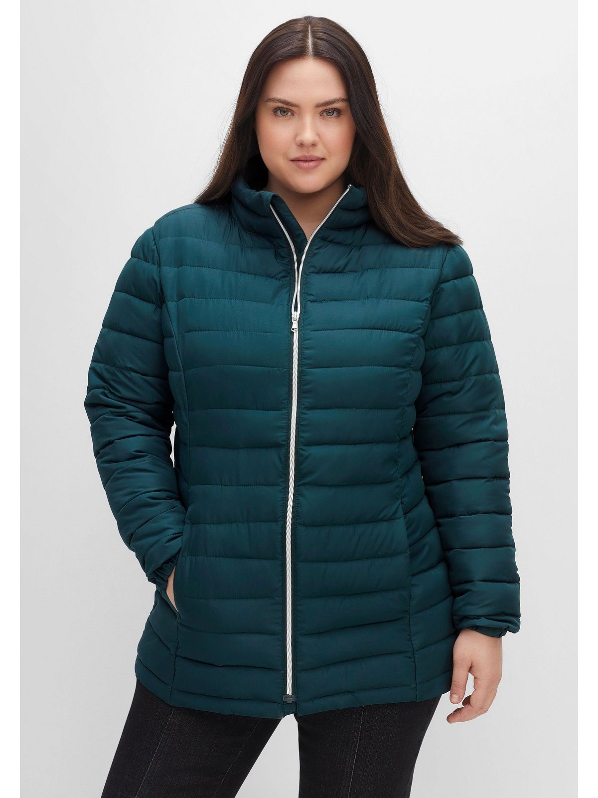 Größen Outdoorjacke Große mit Stehkragen Sheego und Teilungsnähten