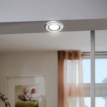 etc-shop LED Einbaustrahler, Leuchtmittel inklusive, 5er Set LED Decken Einbau Strahler Wohn Ess Zimmer Beleuchtung Chrom