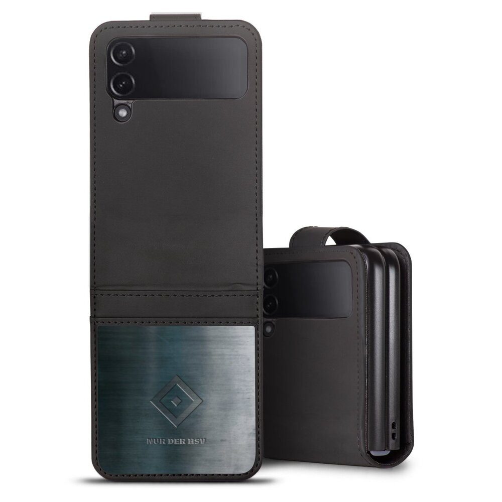 DeinDesign Handyhülle HSV Hamburger SV Metallic Look Nur der HSV Metalllook, Samsung Galaxy Z Flip 4 Hülle Handy Flip Case Wallet Cover