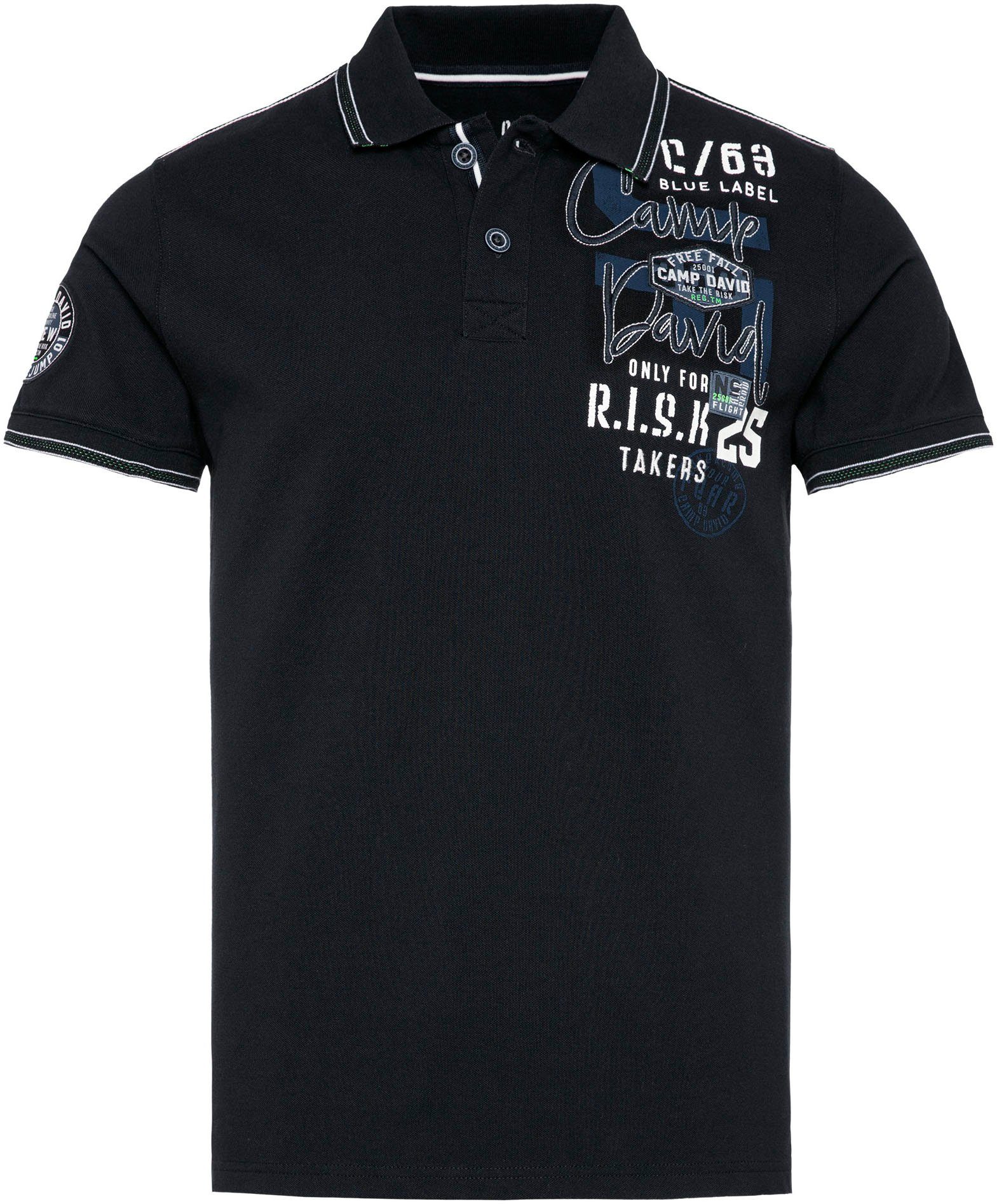 CAMP DAVID Poloshirt mit sea Kontrastnähten deep auf Schultern den