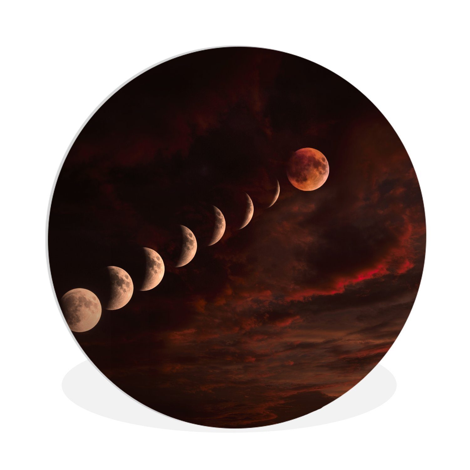 MuchoWow Gemälde Mond - Wolken - Himmel, (1 St), Kreis Wanddekoration Forex, Rundes Wandbild, Wohnzimmer, 30x30 cm