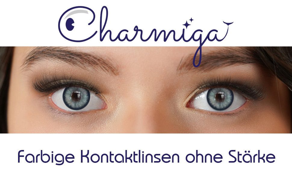Charmiga Jahreslinsen Farbige Kontaktlinsen Blau, Farblinsen ohne Stärke, Venice Blue, Farbige Kontaktlinsen