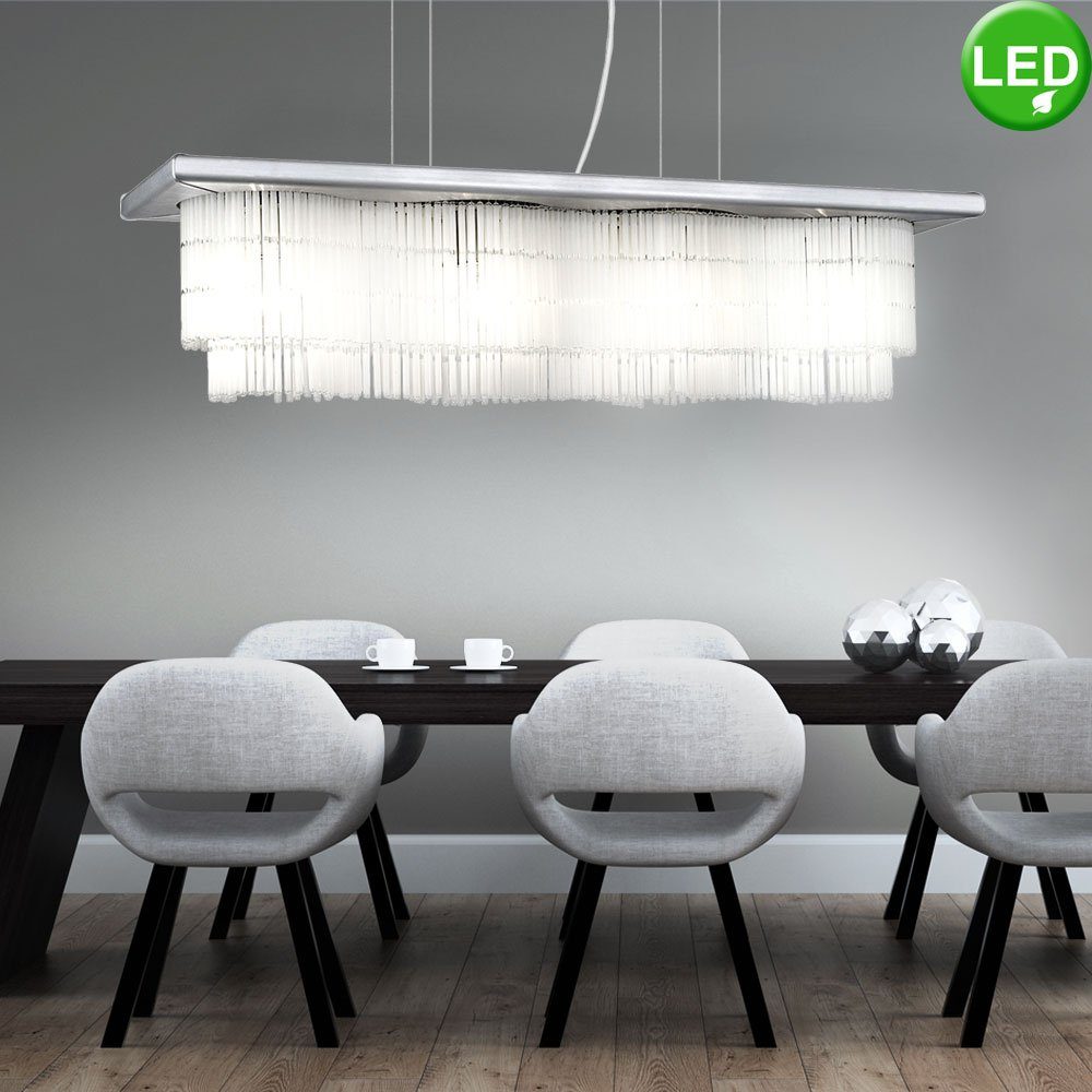 etc-shop LED Pendelleuchte, Leuchtmittel inklusive, Warmweiß, LED Pendel Leuchte Glas Behang Decken ALU Hänge Lampe gebürstet im