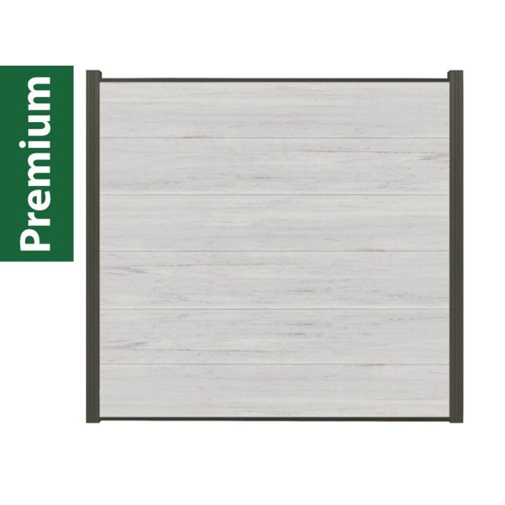 Woodstore24 Zaun Komplettset XXXL Premium coex. WPC Zaun zum einbetonieren beige, (Sichtschutz - 1,79 m Breite, 1,73 Höhe, 2 cm Stärke, Lamellenzaun Komplettset inkl. Pfosten, Start- und Endprofil), Stecksystem, Lamelle aus recyceltem Kunststoff & Holzfasern, beige