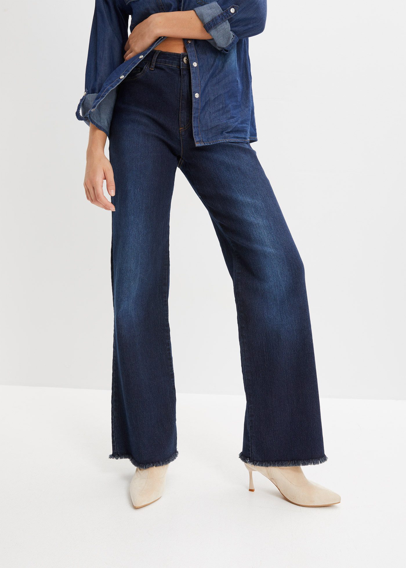 bonprix Weite Jeans Wide-Leg-Jeans, High Waist günstig online kaufen
