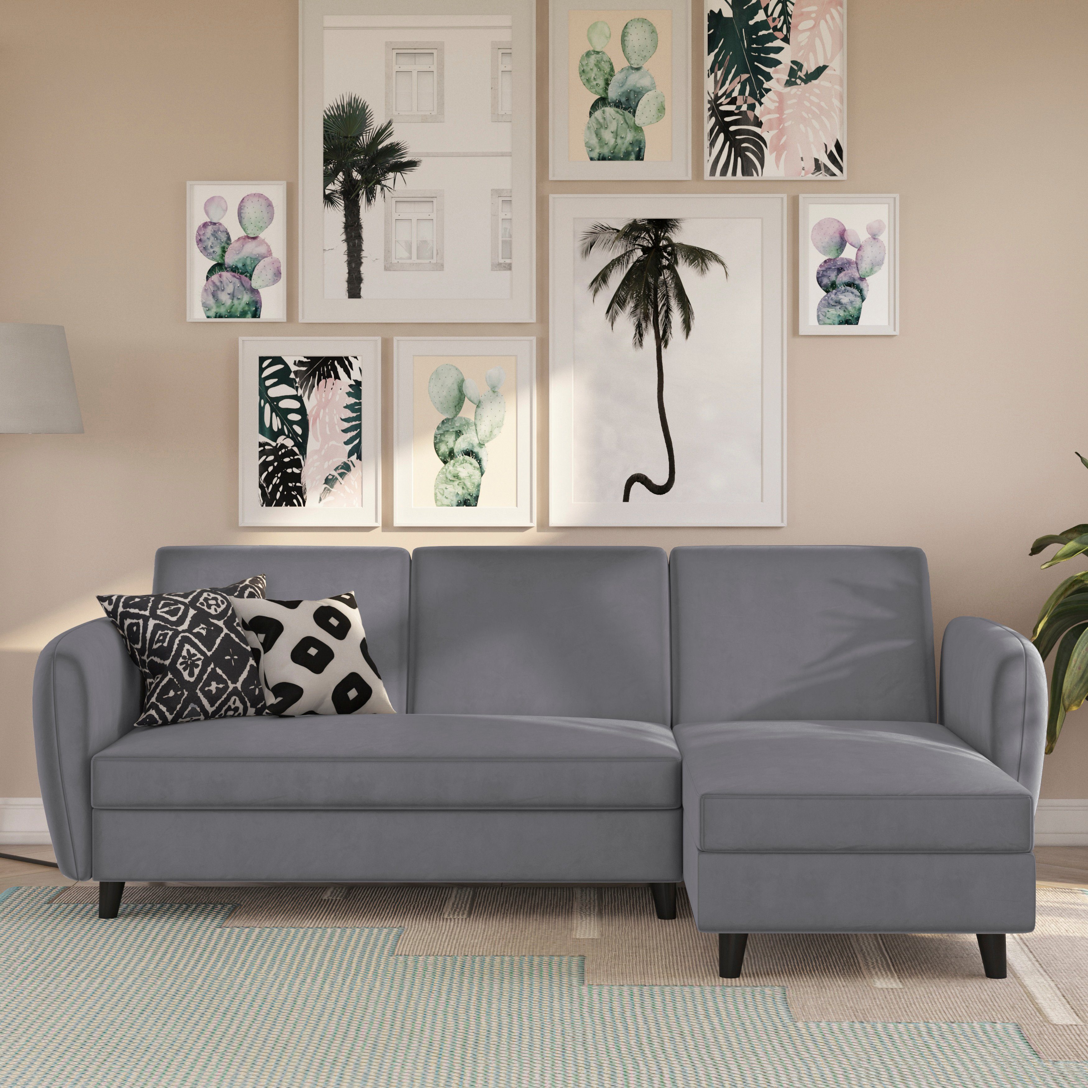 Dorel Home Ecksofa Perry, L-Form, Rückenlehne, verschiedene Farbvarianten, Sitzhöhe 43 cm, Breite 219 cm