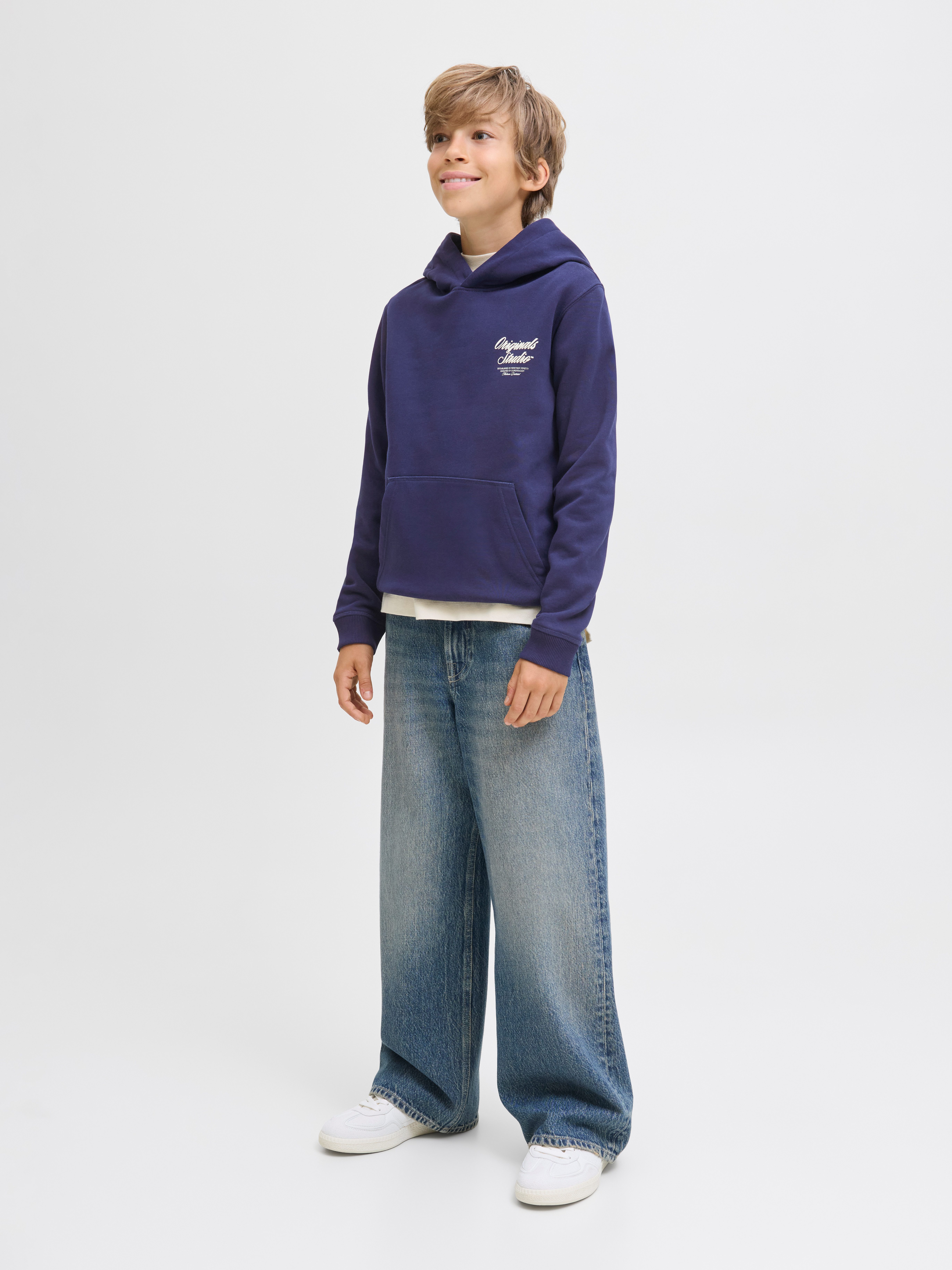 Jack & Jones Junior Kapuzensweatshirt JORNORREBRO TYPO BACK SWEAT HOOD SN JNR Baumwollmischung, relaxed fit, Langarm