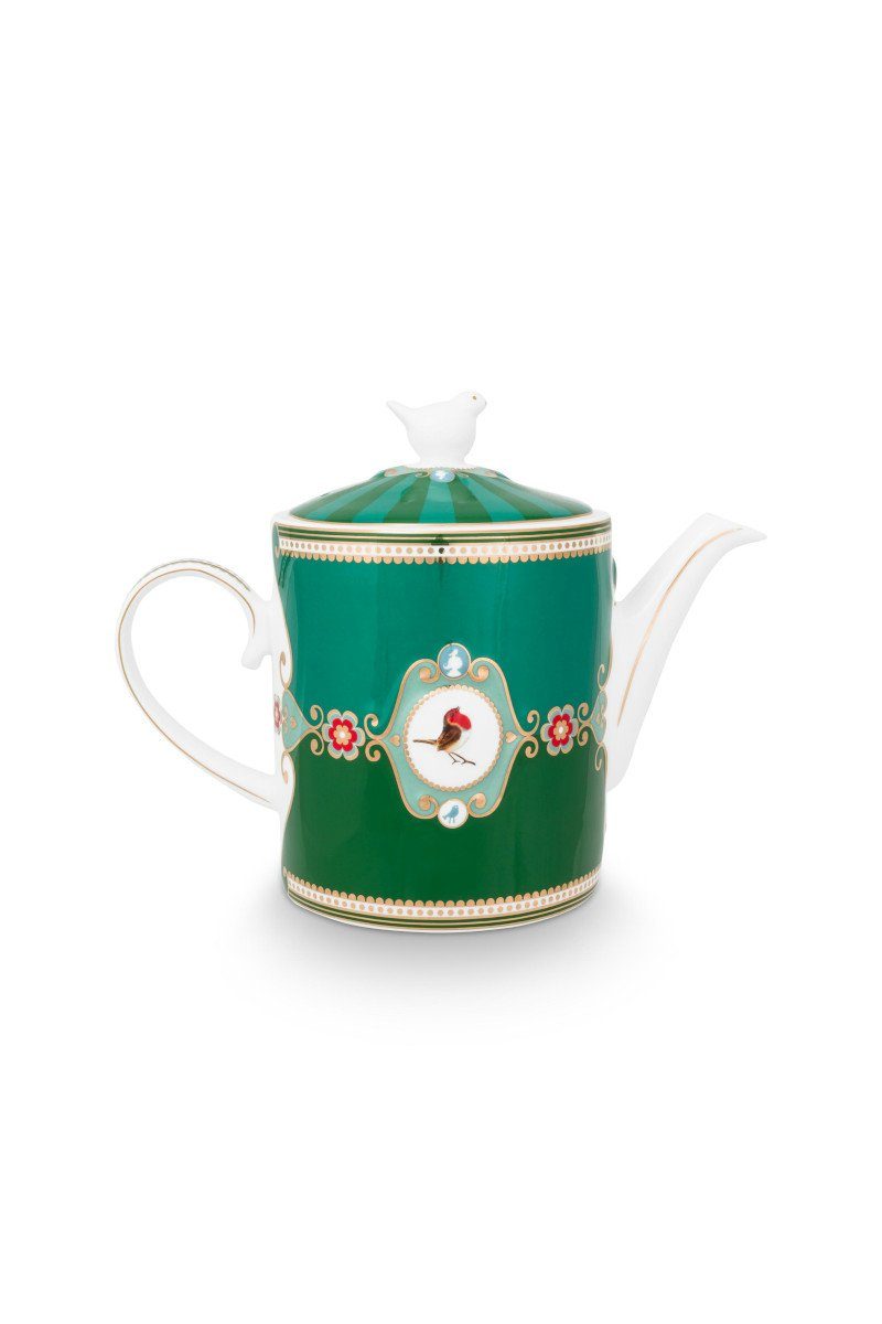 PiP Studio Teekanne Love Birds Medallion Teekanne grün 1,3l, Teapot Love Birds Medallion Emerald-Green 1.3ltr