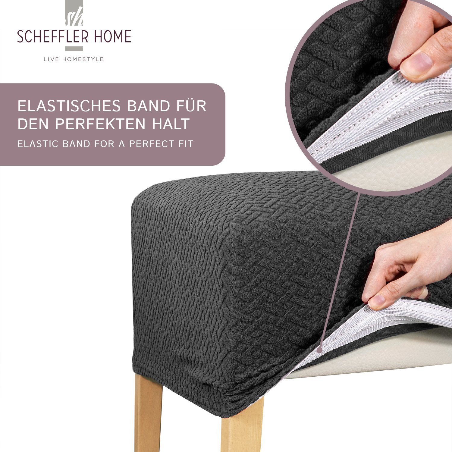 sh HOMESTYLE und SCHEFFLER-HOME LIVE Sitzbezug verschiedene Luna Farben Anthrazit Sets, Stuhlbezug