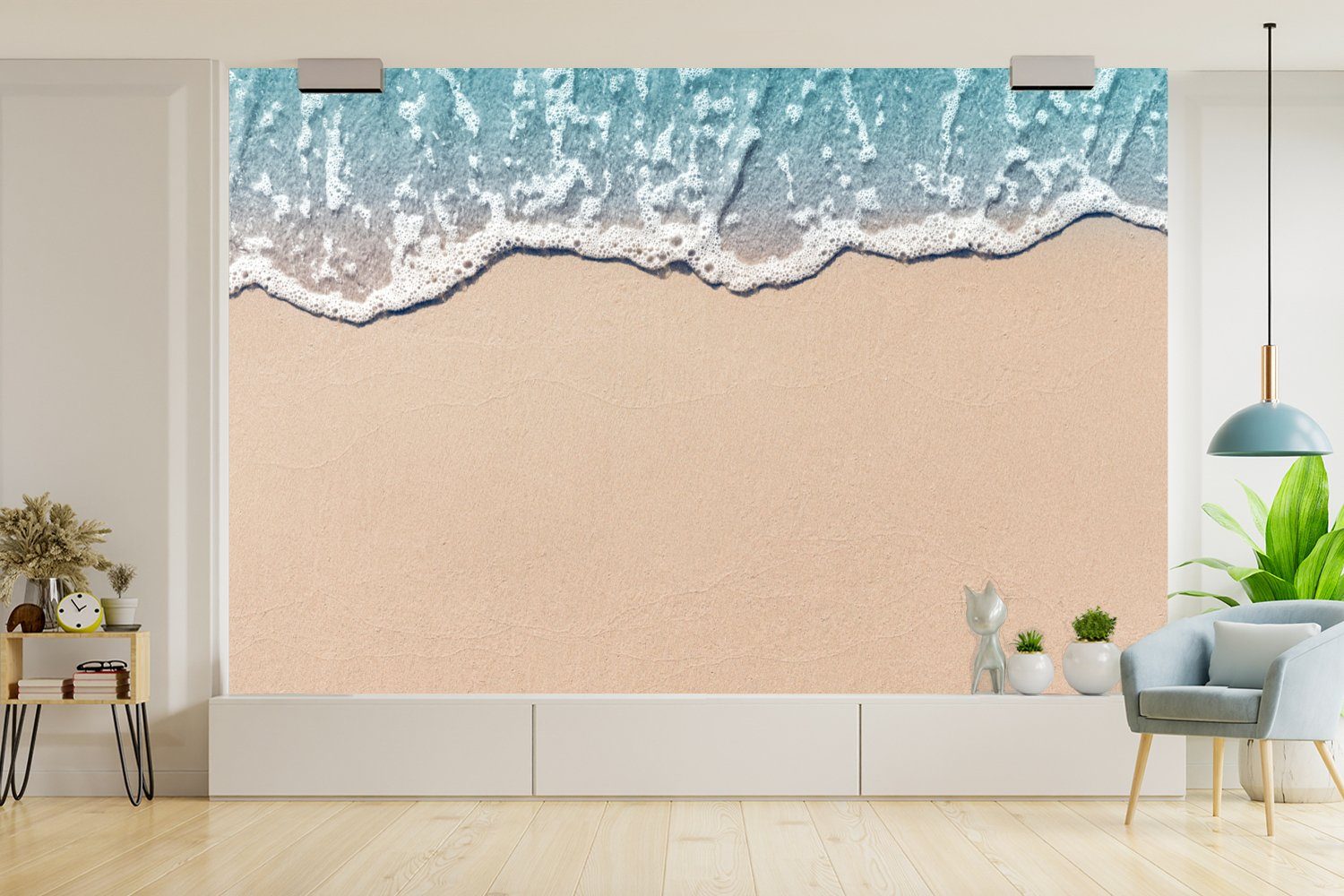 MuchoWow Fototapete Strand Sand, Schlafzimmer, bedruckt, - Meer für Wallpaper Vinyl - St), (6 Wohnzimmer, Matt, Kinderzimmer, Tapete
