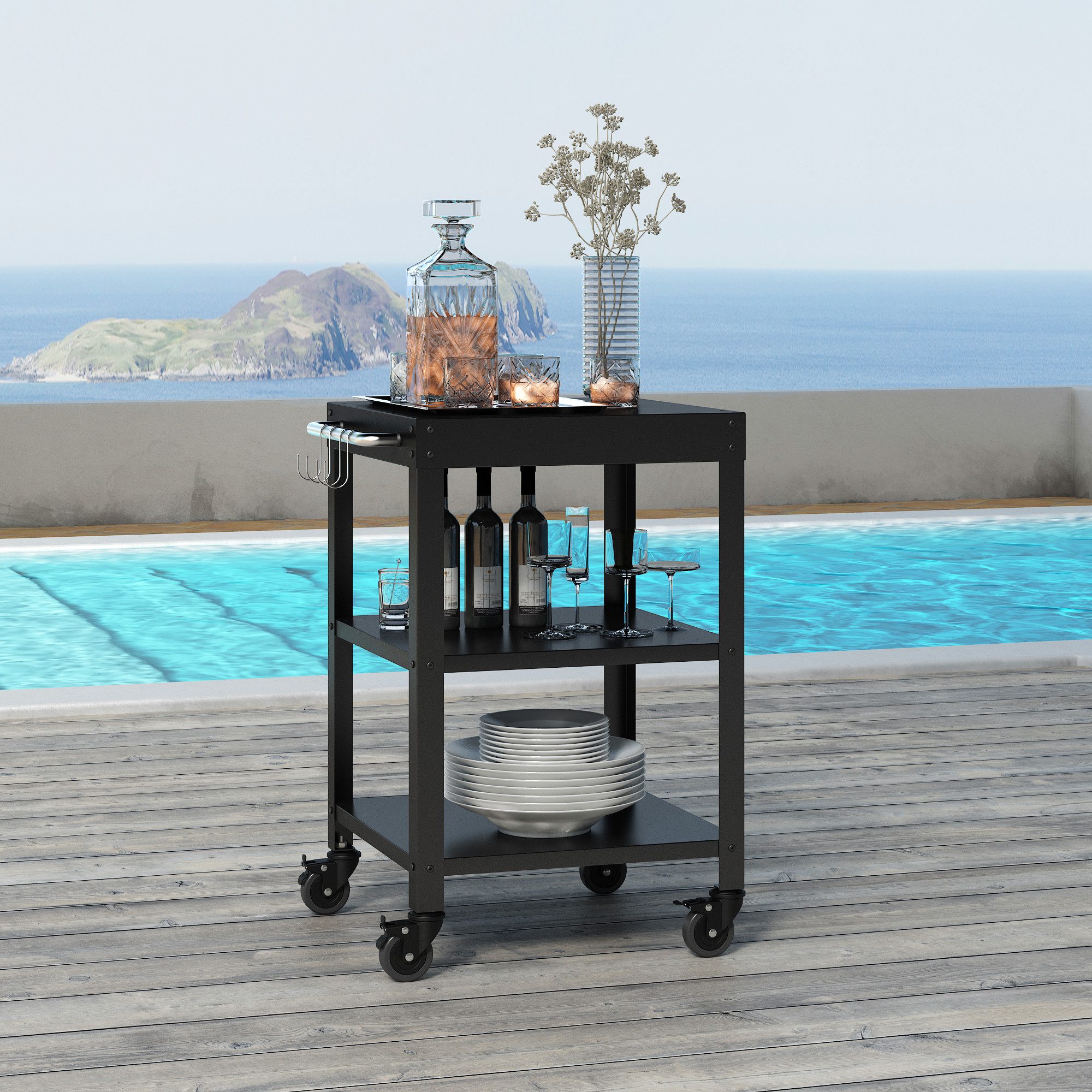 casa.pro Servierwagen, Outdoor Rollwagen »Bolognano« Metall 81 x 50 x 50 cm günstig online kaufen