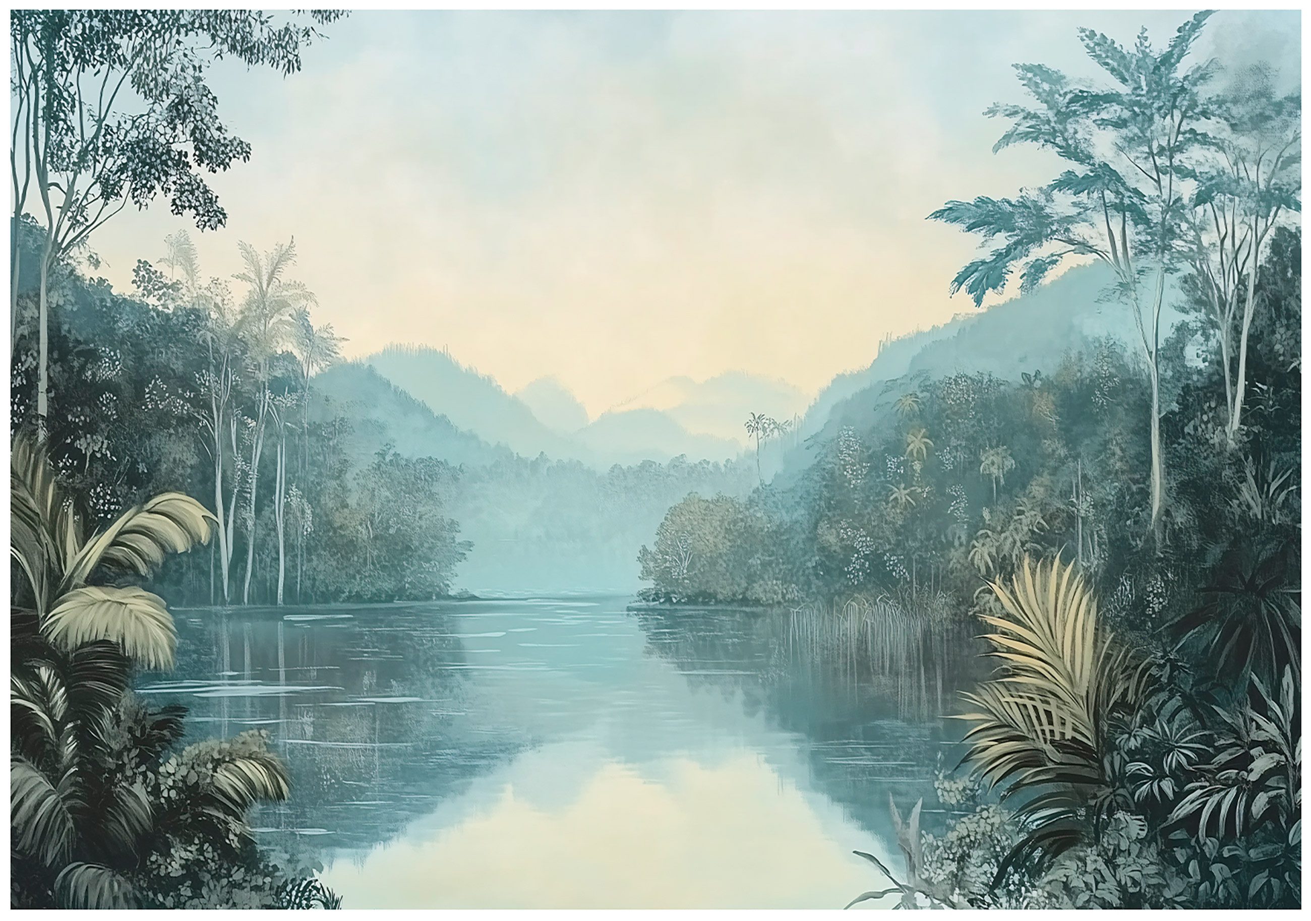 Fototapete 3D See Natur Blätter Vlies Tapete Wohnzimmer Schlafzimmer Wandtapete