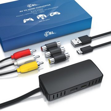 CSL Video-Adapter HDMI Typ A zu Component-Video, USB Typ A, Cinch, RCA Konverter, AV Composite, kompatibel zu Pal NTSC, 720p 1080p FullHD