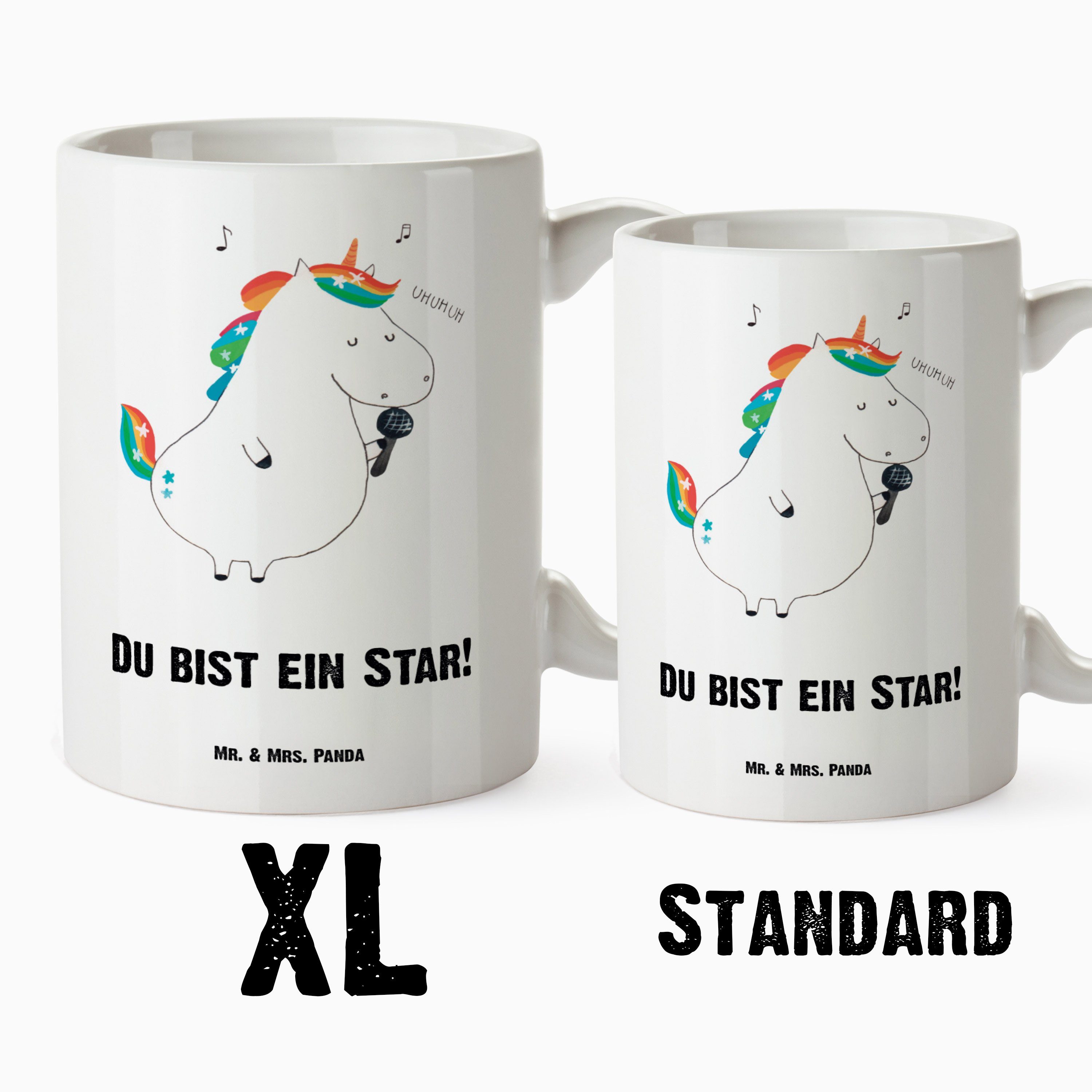 Mr. & Mrs. Panda XL - Einhorn spülmaschinenfest, Tasse Unicorn, - Weiß Konfett, Geschenk, Tasse Sänger Keramik