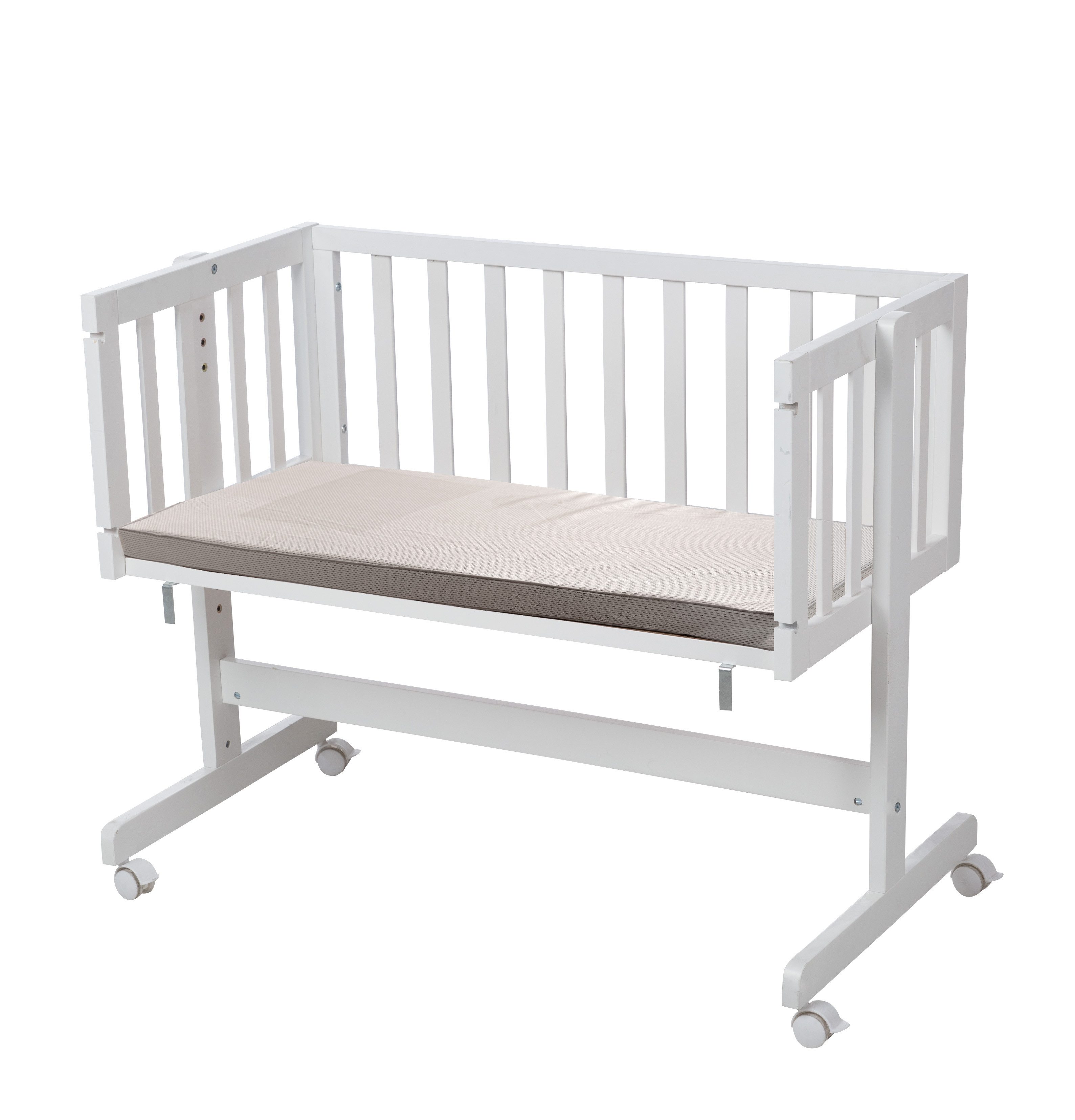 roba® Beistellbett & Stubenwagen Basic - aus Holz - Weiß lackiert, mit Matr günstig online kaufen