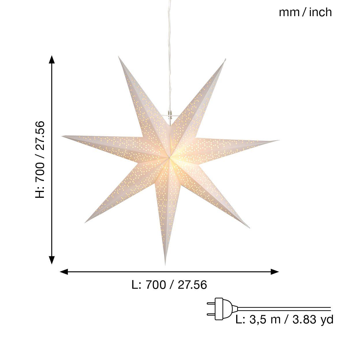 TRADING Best Trading 'Dot', STAR Dekolicht 70cm weiß, Dot, Season Ø LED Papierstern Star