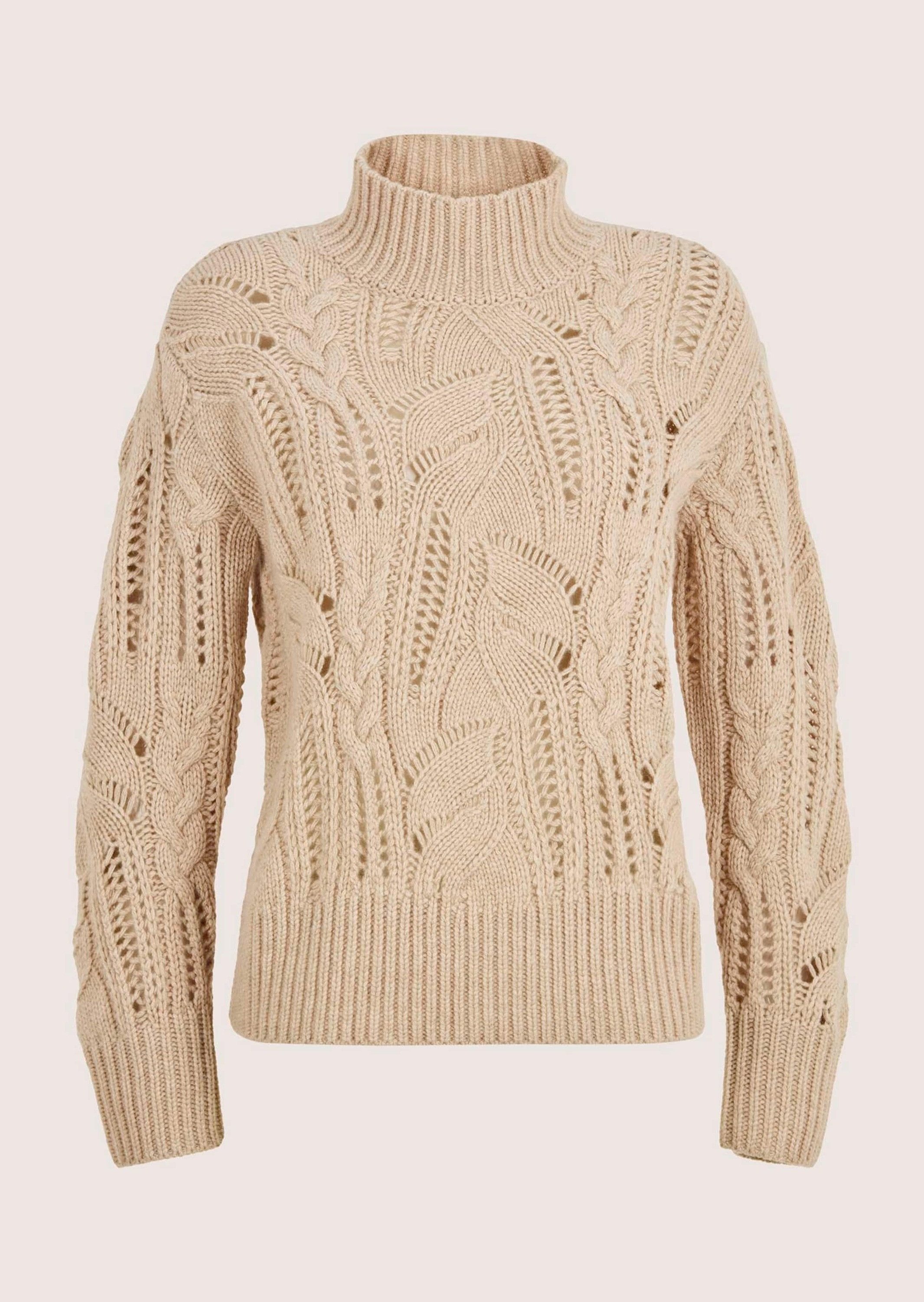 Strickpullover Eleganter Wollpullover mit Zopfmuster