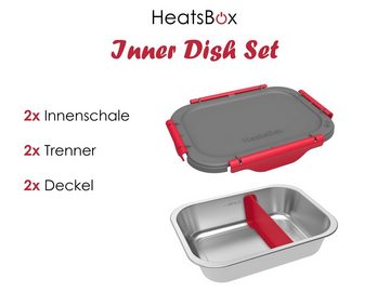 Faitron Lunchbox Inner Dish 2er Set für Heatsbox, Edelstahl, (2), 925 ml Volumen, bis zu 200°C, Spülmaschinenfest