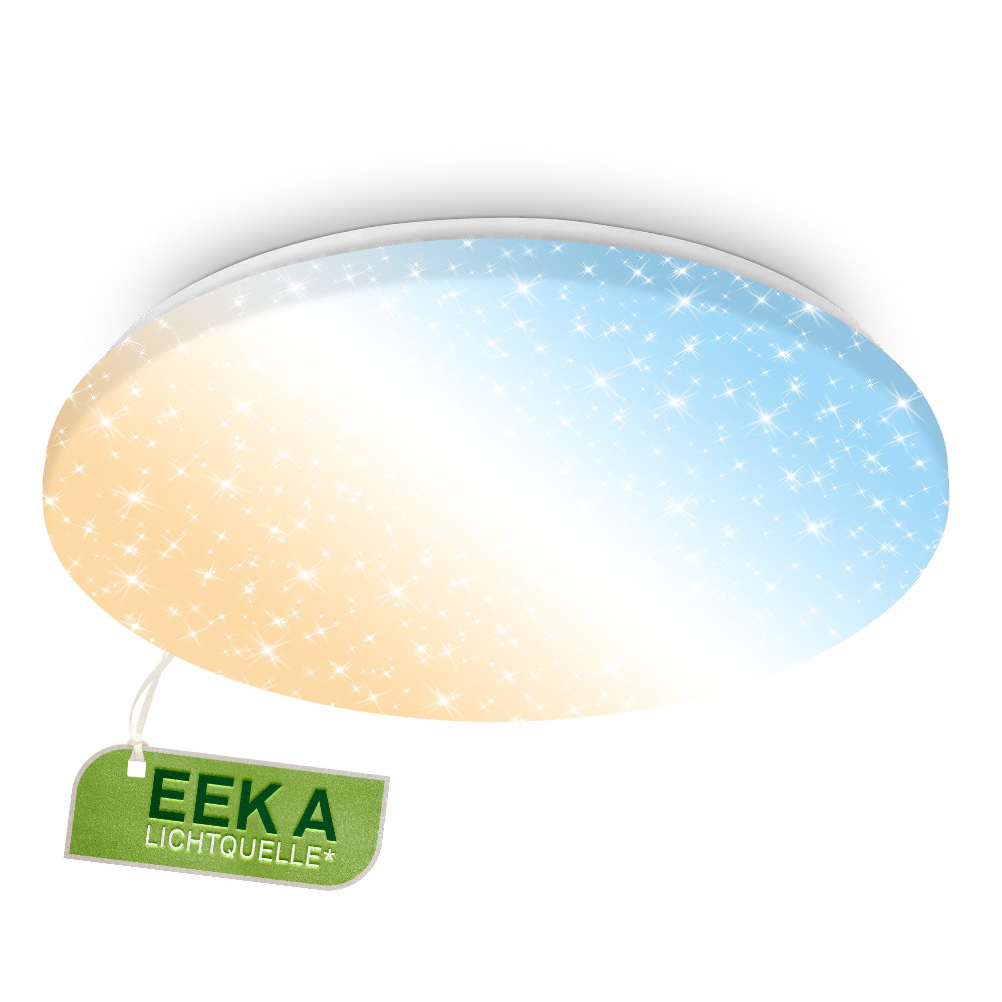 Briloner Leuchten Deckenleuchte LED Deckenlampe Sternenhimmel Wohnzimmer Schlafzimmer Küche 28-76 cm, Energieeffizienz A, LED fest integriert, CCT, Deckenlampe, 38x6,5cm, Weiß, 23W, Wohnzimmer, Schlafzimmer, Küche