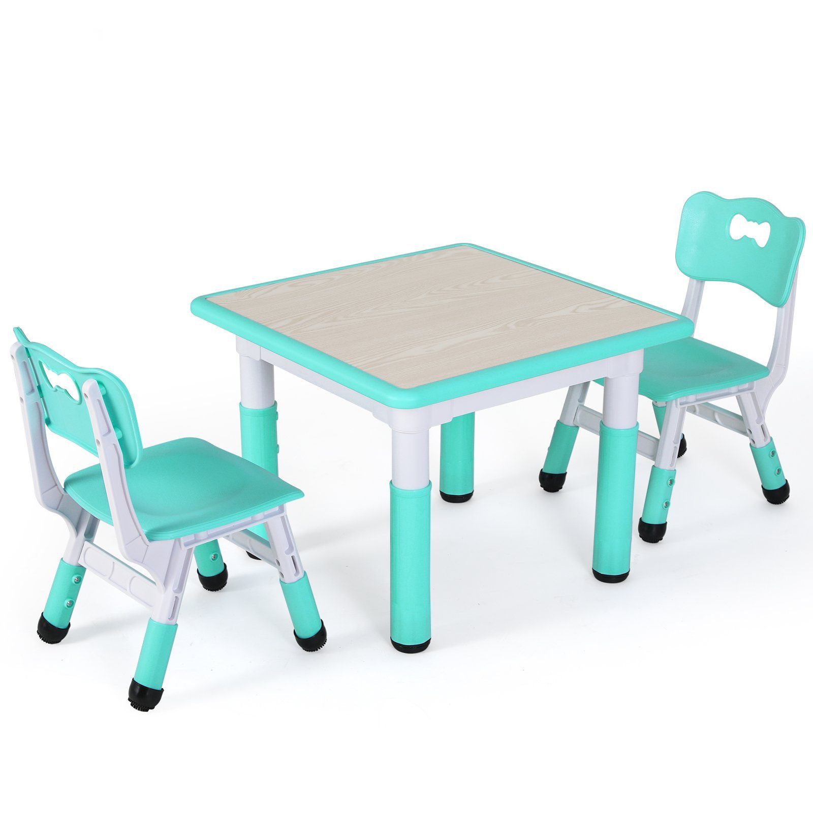 TLGREEN Kindersitzgruppe Kindertisch mit 4 Stühlen, (3-tlg), Kindermöbel, Quadratischen Tisch Höhenverstellbar Plastik