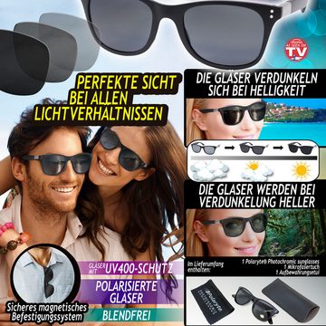 Best Direct® Sonnenbrille Polaryte Photochromic Sunglasses (Spar-Set, 1-St., mit Magnet Clip, 1er oder 2er Pack) selbsttönende, polarisierte Gläser, UV 400
