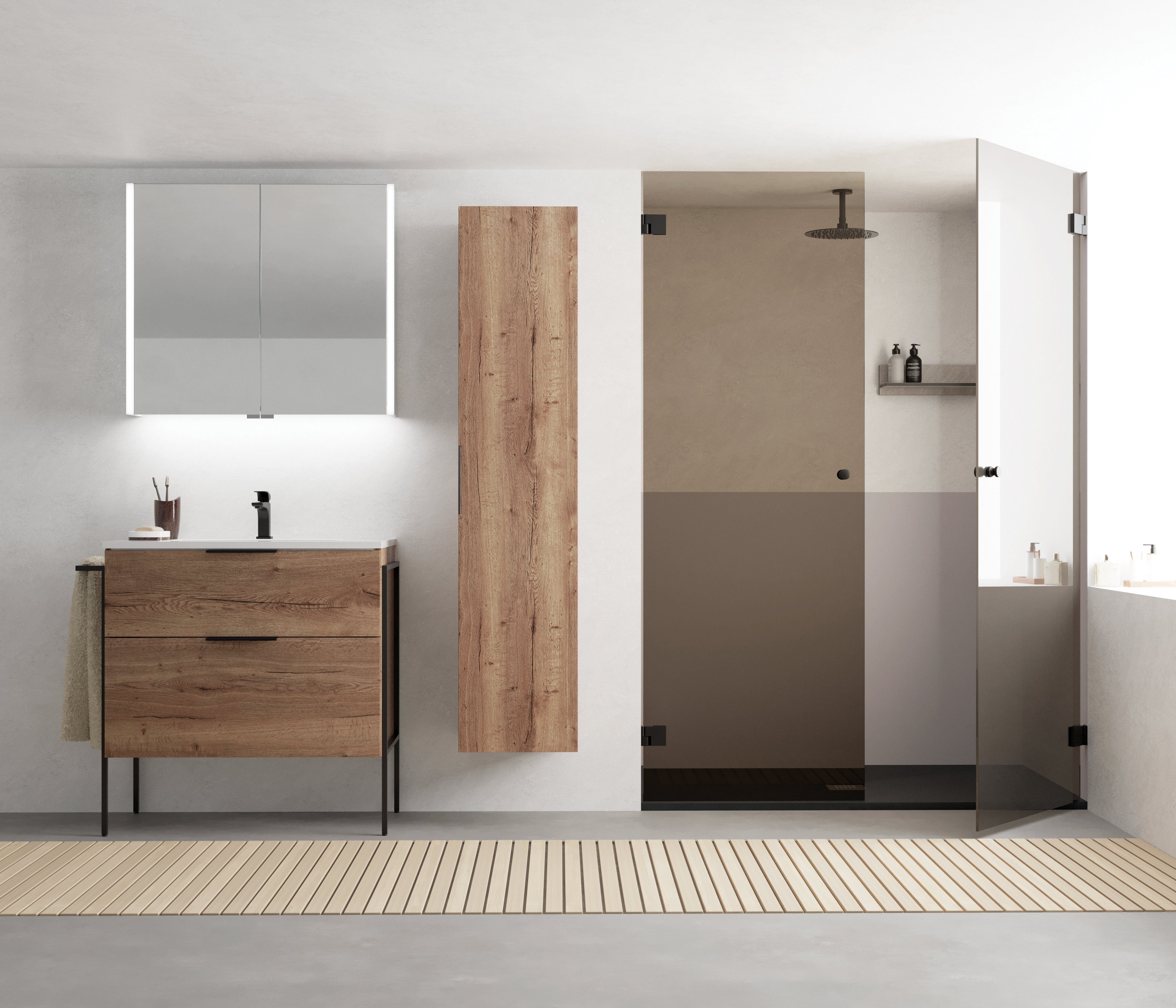 welltime Spiegelschrank Ahus Mit Soft-Close-Funktion, inklusive Beleuchtung, Breite 80 cm, FSC®