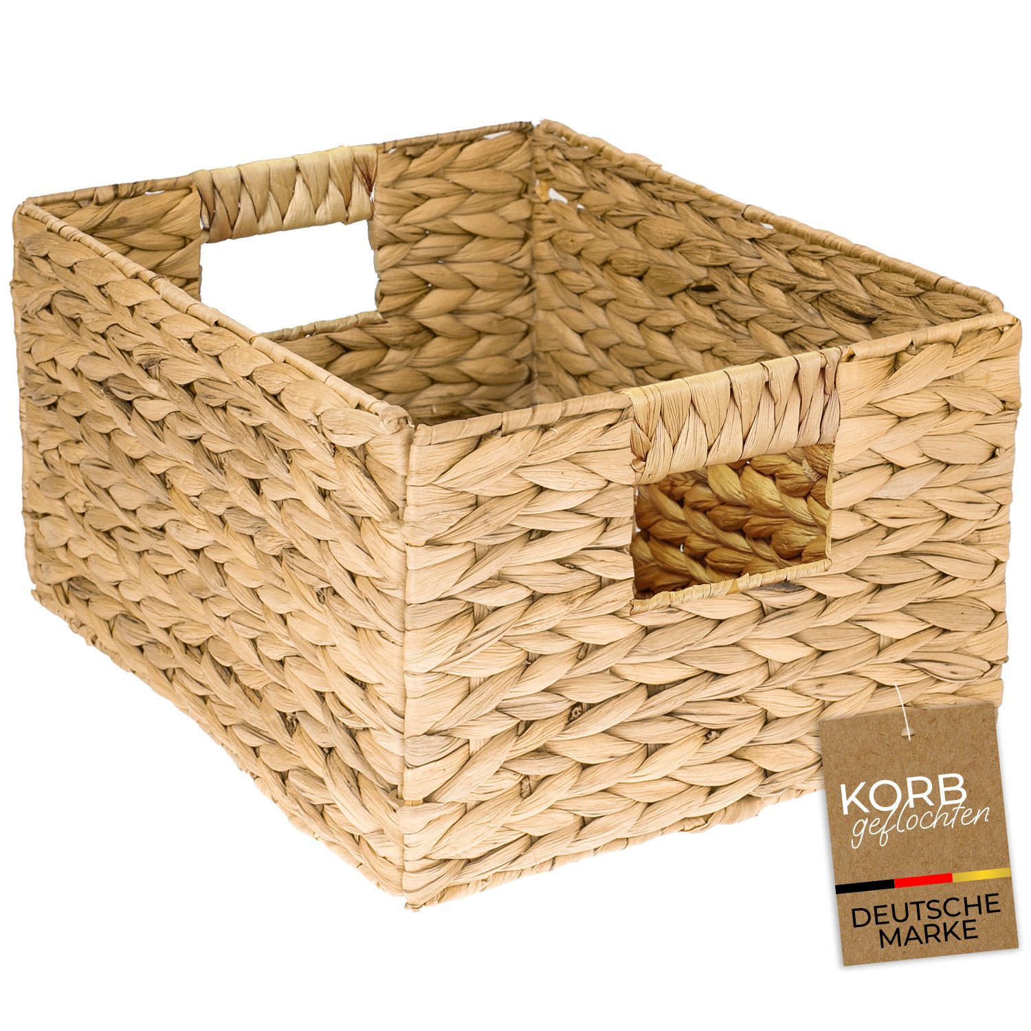 HMF Aufbewahrungskorb Aufbewahrungskorb geflochten aus Wasserhyazinthe mit Tragegriffen (1 St), für Bad, Küche und Wohnbereich, Größe L, 36 x 28 x 20 cm, Naturfarben. Reduzierter Preis € 13,99. Unverbindliche Preisempfehlung € 32,99