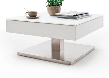 MCA furniture Couchtisch Mariko (Wohnzimmertisch quadratisch, 75x75 cm, weiß Lack und Edelstahl), mit Stauraum
