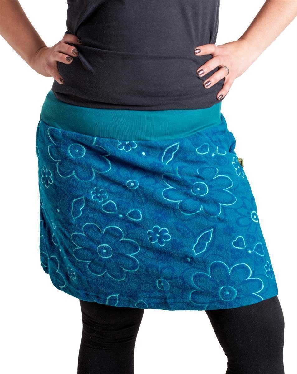 Vishes A-Linien-Rock Vishes Warmer Fleece Rock mit aufgestickten Blumen Cacheur, Elfen, Boho, Hippie Style
