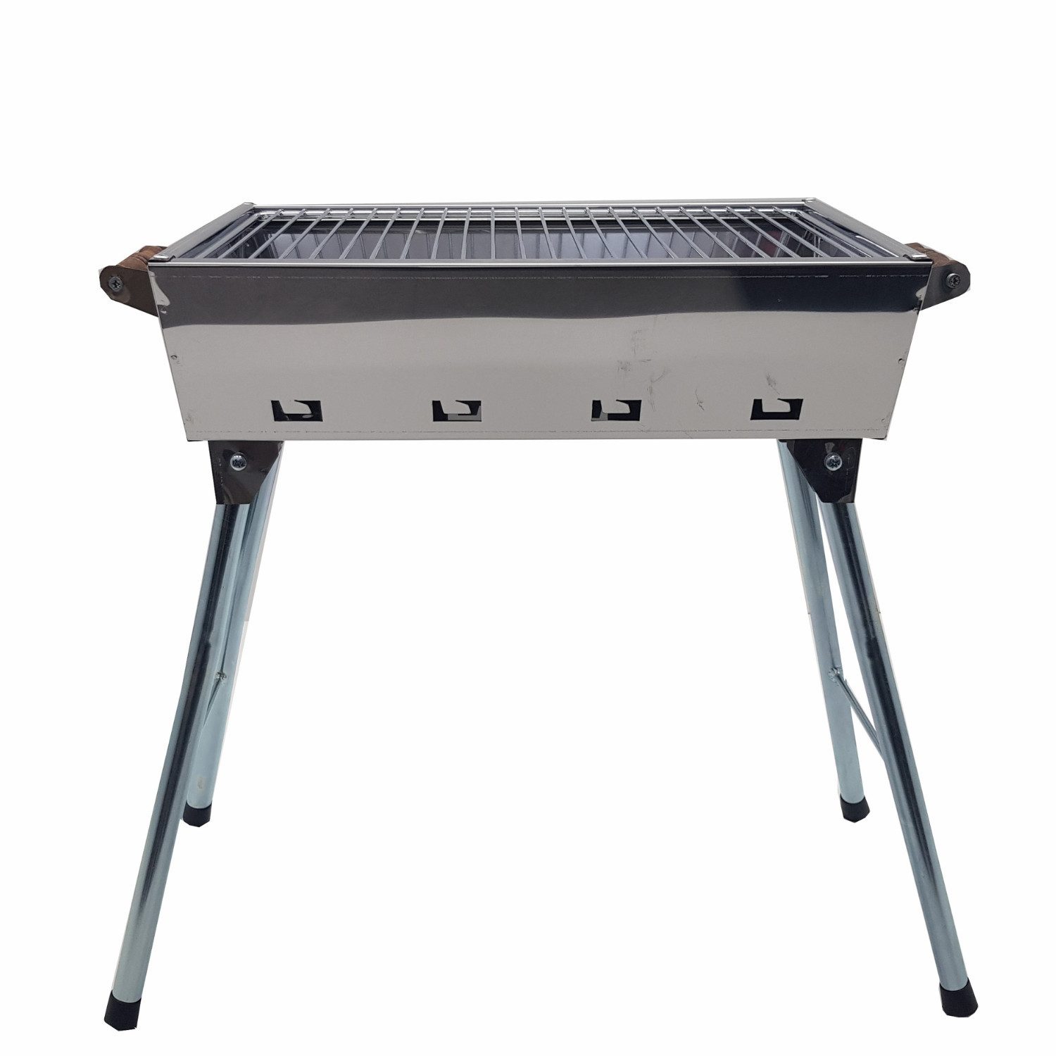 Holzkohlegrill Mangal Grill Riga Edelstahl Campinggrill mit Klappbeinen Anglergrill