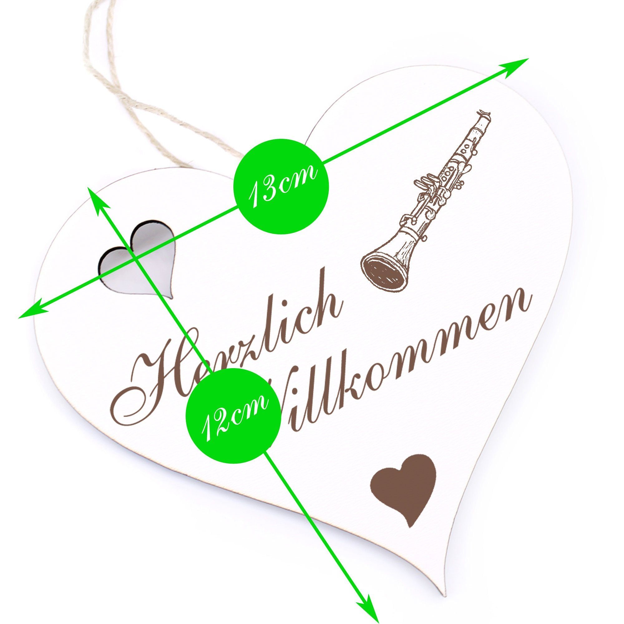 Dekolando Hängedekoration Herzlich Willkommen - Klarinette 13x12cm 