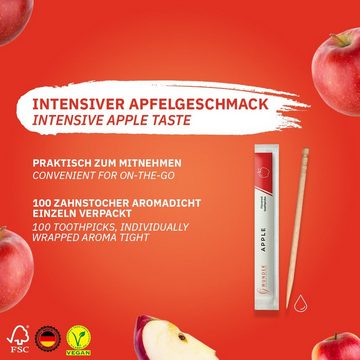 Wunder Zahnstocher Mundpflegecenter Zahnstocher mit Geschmack - 200er Set Apfel Einzeln Verpackt
