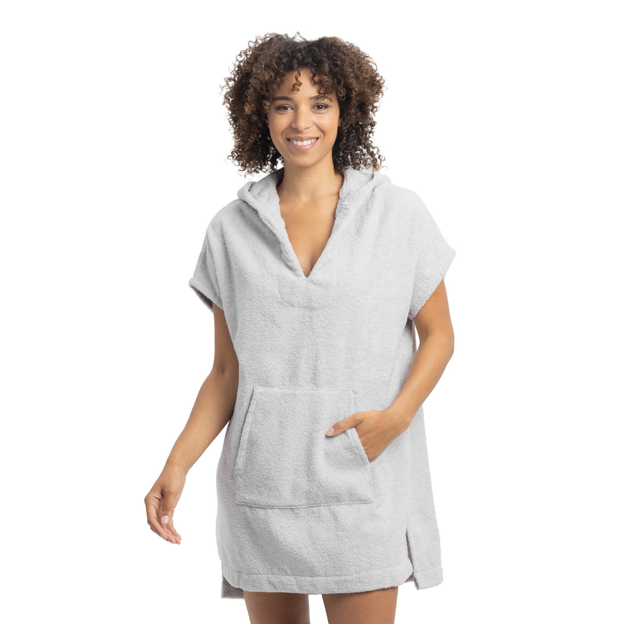 - Damen HOMELEVEL Bademantel Handtuch Frottee für Strand Badeponcho Sauna, Baumwolle - Poncho