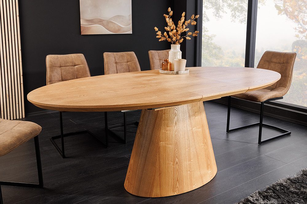 riess-ambiente Esstisch UNIQUE 160-200cm natur - Eichenholz, Säulenfuß, ausziehbar, 8 Personen (Einzelartikel, 1-St), Verlängerbarer Konferenztisch - ideal für Wohn-, Esszimmer und Küche