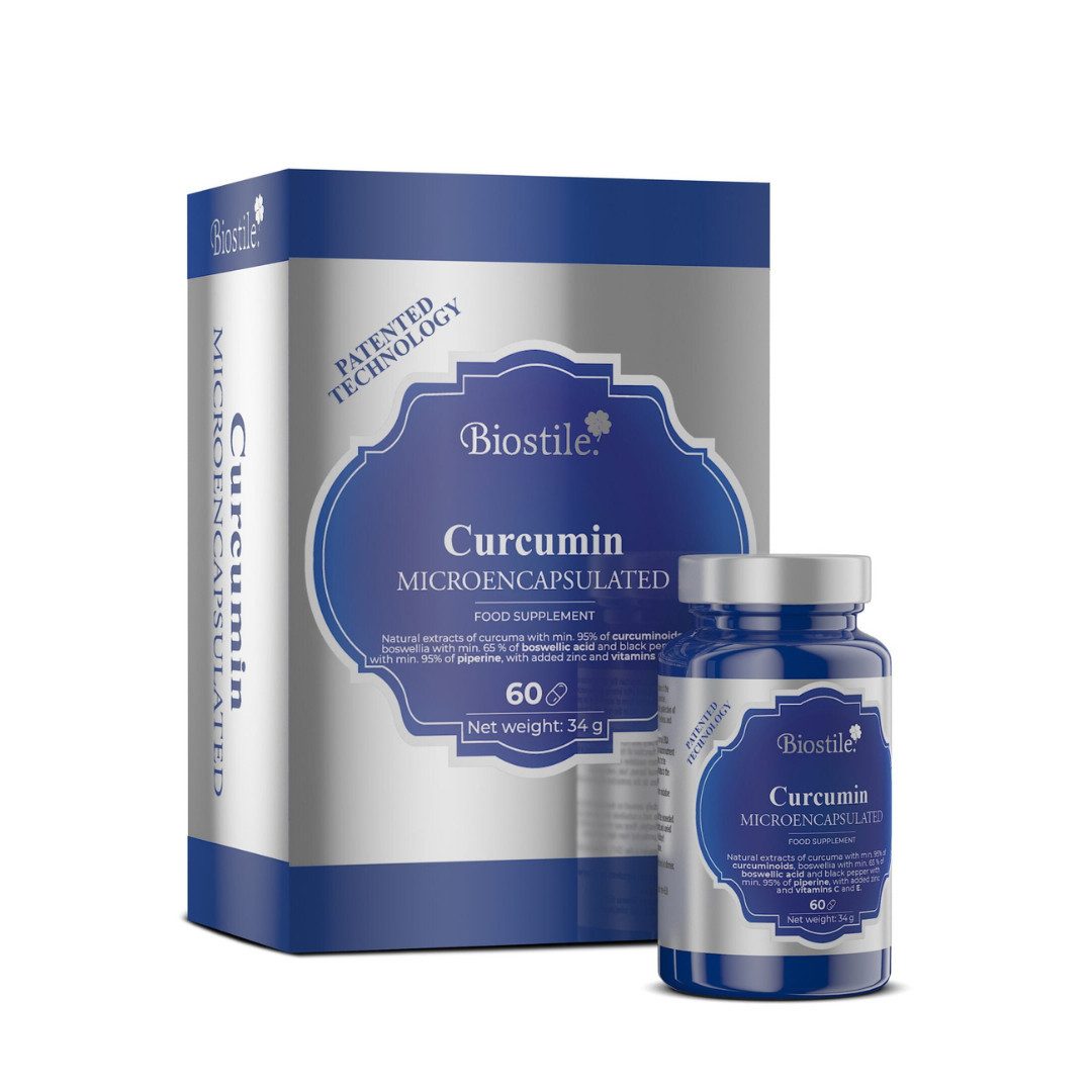 Biostile Mikroverkapseltes Curcumin aus Kurkuma für Zellschutz, Kapseln, 34 g, Mikroverkapselt für bessere Aufnahme, Mit Piperin, 60 Kapseln