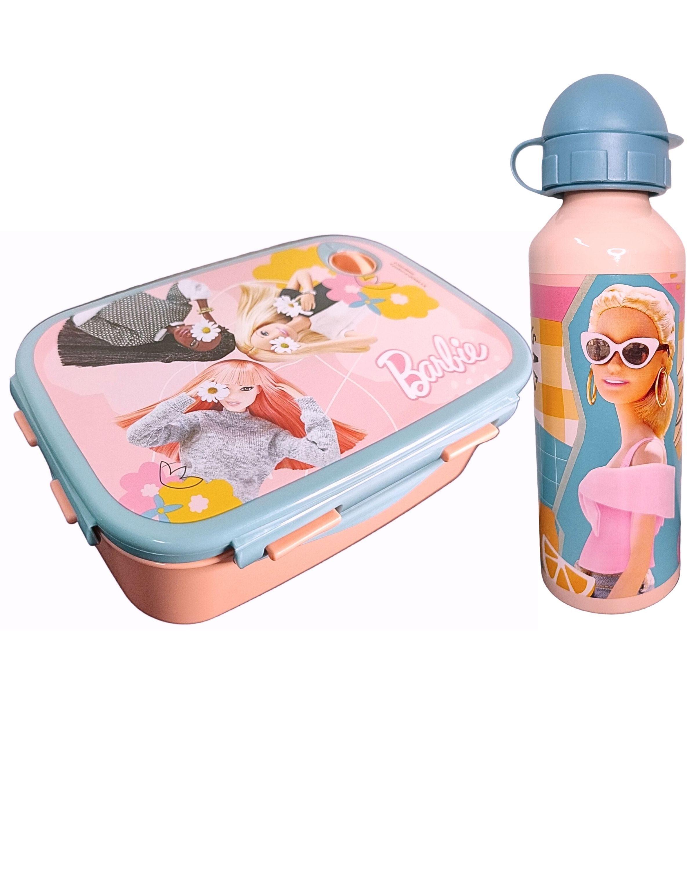 Barbie Lunchbox EVERY DAY IS A FRESH START, Aluminium, (2-tlg), Kinder Set Brotdose + Alu Trinkflasche BPA frei