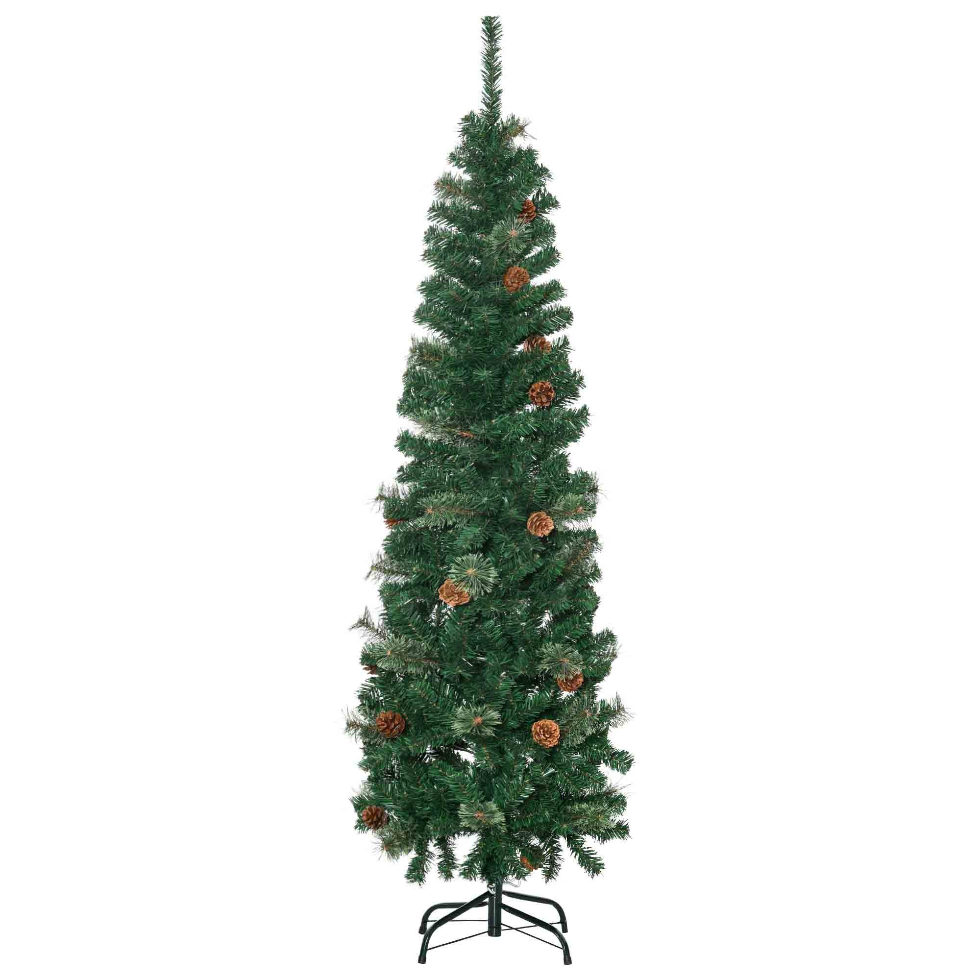 HOMCOM Künstlicher Weihnachtsbaum Tannenbaum künstlich Christbaum mit 412 Spitzen Metallständer, Kiefer, 31 Zapfen, klappbar Metallständer, für Weihnachten Deko, Grün
