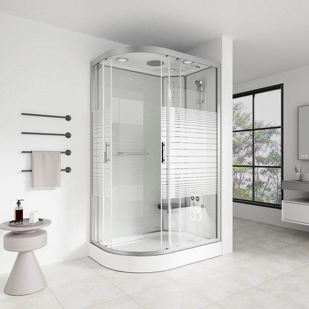 HOME DELUXE Dampfdusche WHITE PEARL - 120 x 80 cm Links, BxT: 120x80 cm, ESG-Vollverglasung, Regendusche, Duschtempel, Fertigdusche, Dusche, Duschkabine Komplett