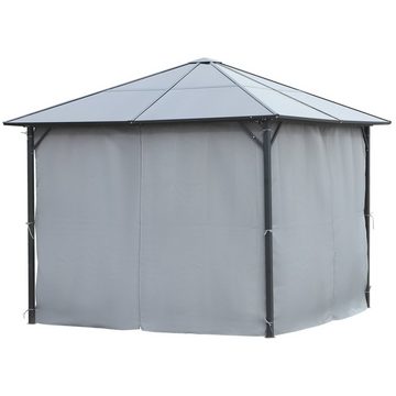 Outsunny Pavillon Gartenpavillon mit Seitenteilen, PC Dach Alu Partyzelt Gartenzelt Partyzelt 300 x 300 x 270 cm