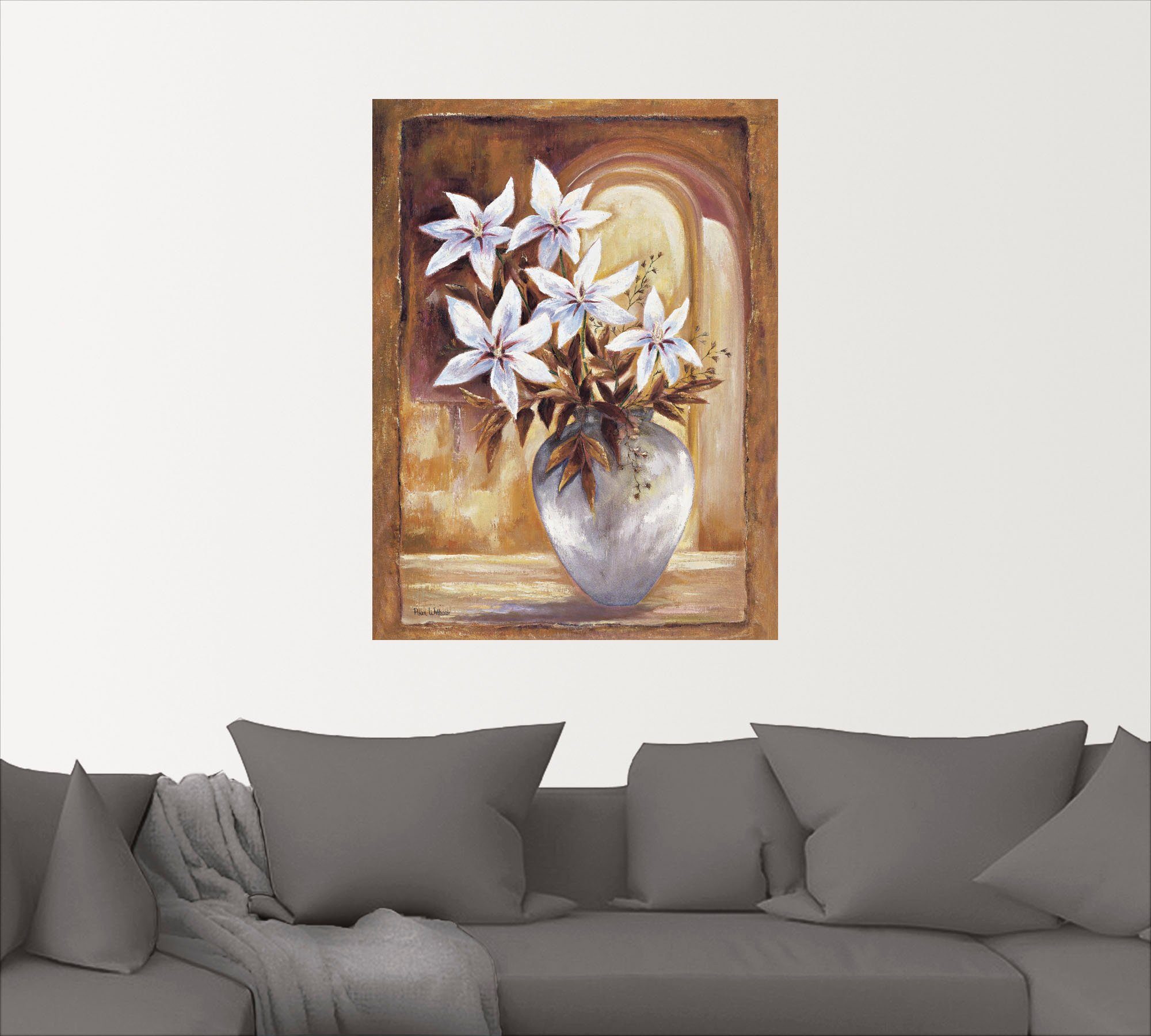 Blumen Blumen Größen Poster in II, versch. Vase oder Wandbild (1 St), Leinwandbild, Artland in Wandaufkleber als Weiße