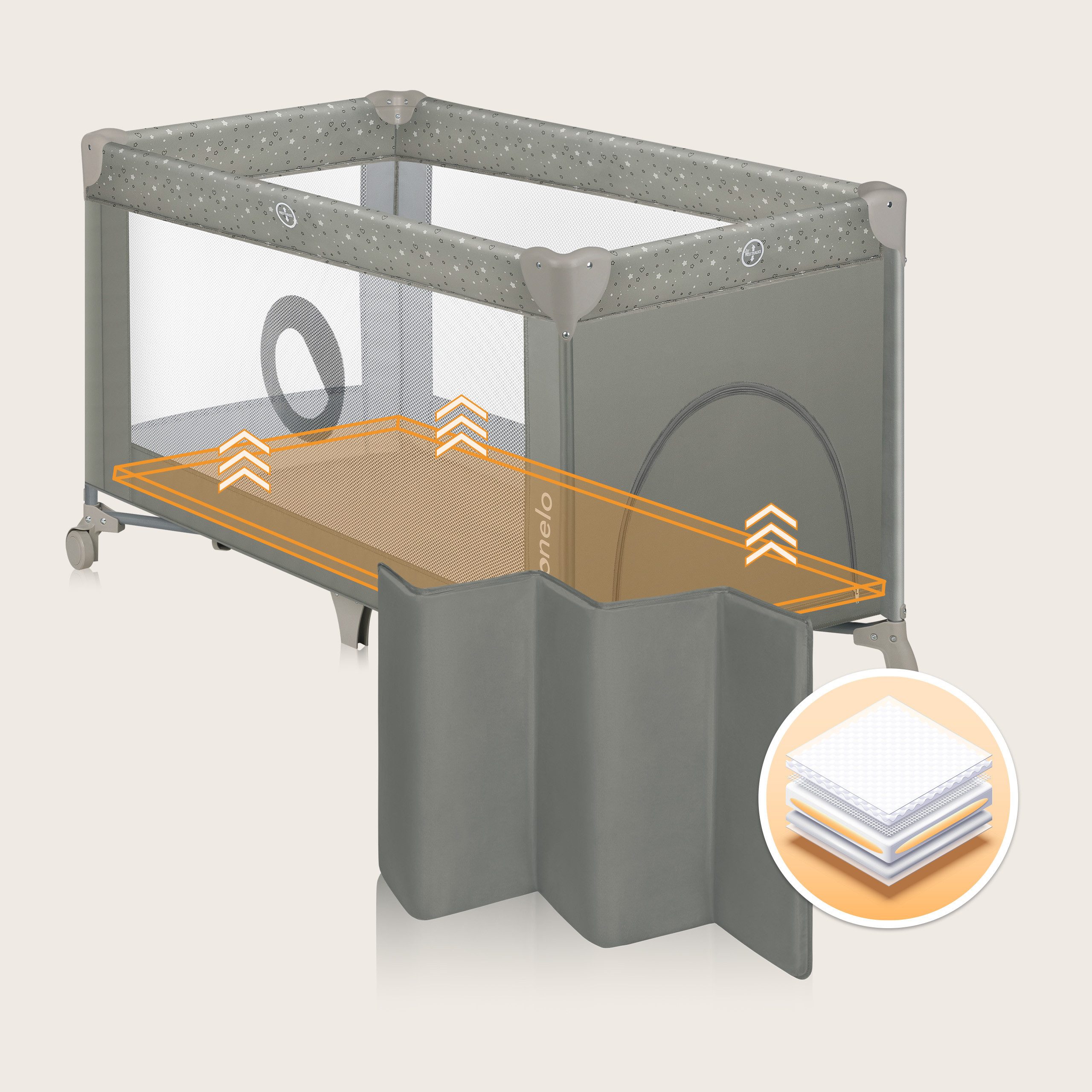 lionelo Baby-Reisebett Stefi, 120x60 cm Tragetasche  Klappbaren  Seiteneing günstig online kaufen