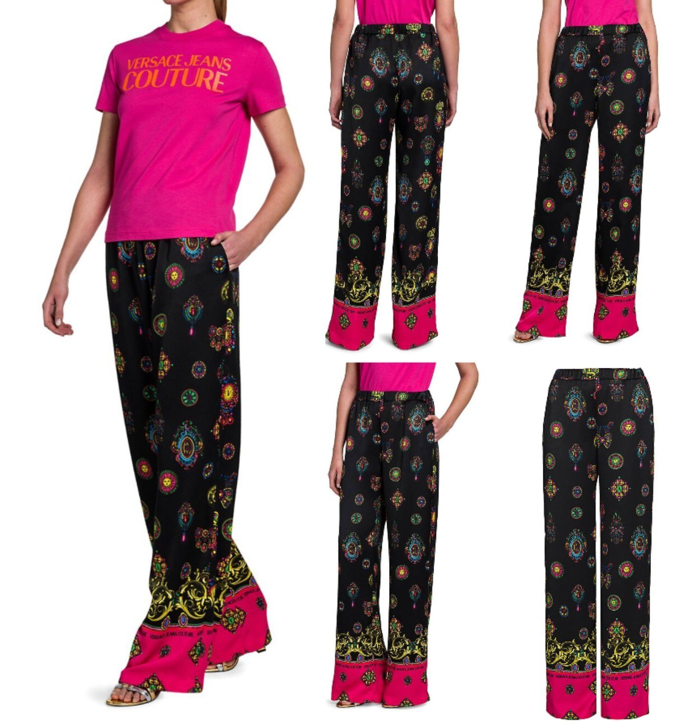 Versace Relaxhose Versace Jeans Couture Printed Wide Leg Pants Trousers Pants Barock Leg