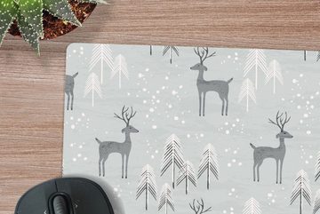 MuchoWow Gaming Mauspad Muster - Hirsche - Winter (1-St), Mousepad mit Rutschfester Unterseite, Gaming, 40x40 cm, XXL, Großes