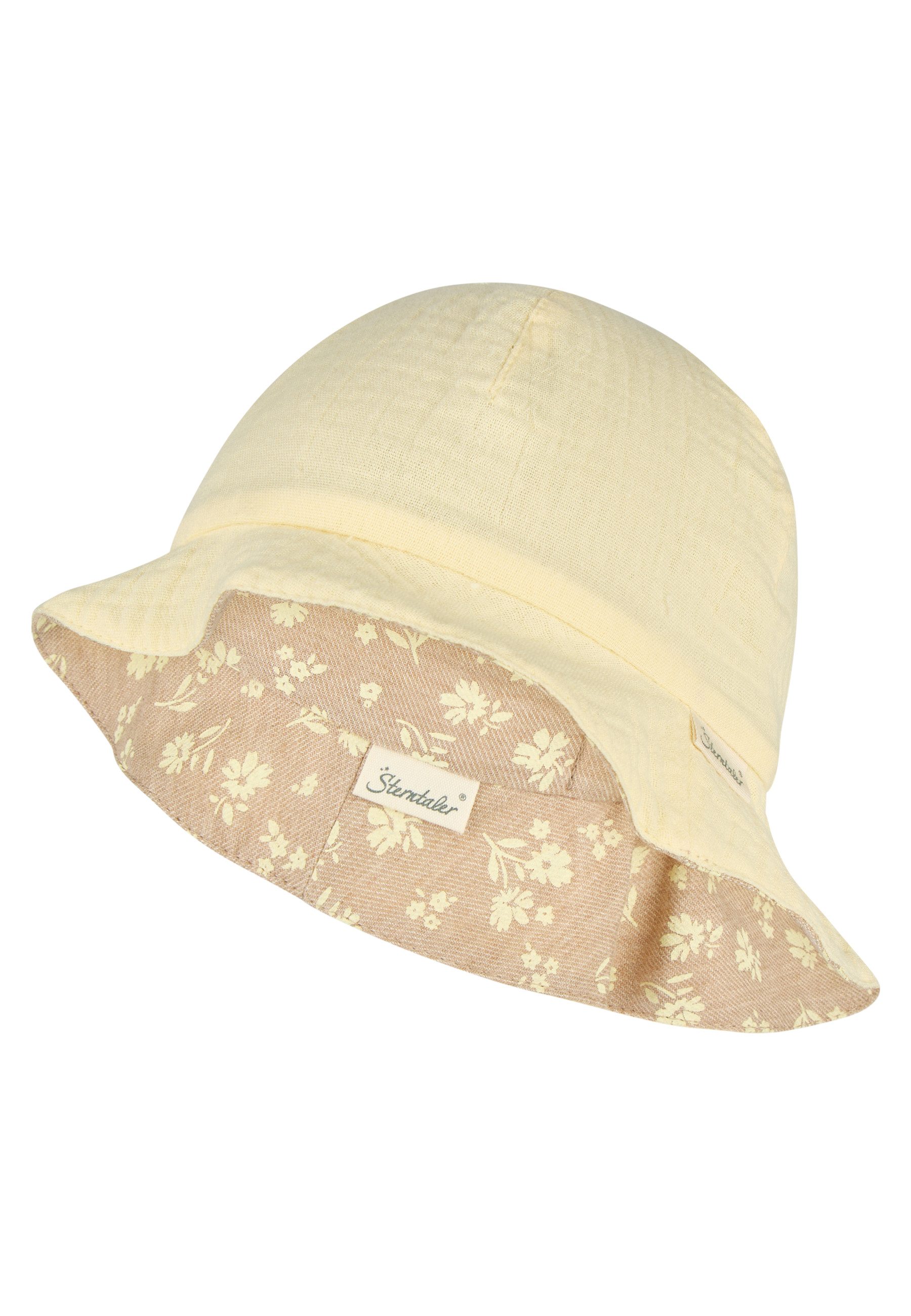 Sterntaler® Sonnenhut 50+ Wende-Sonnenhut blumig (1-St) Wende-Sonnenhut aus Bio-Baumwolle mit Gummi & Musselin-Futter