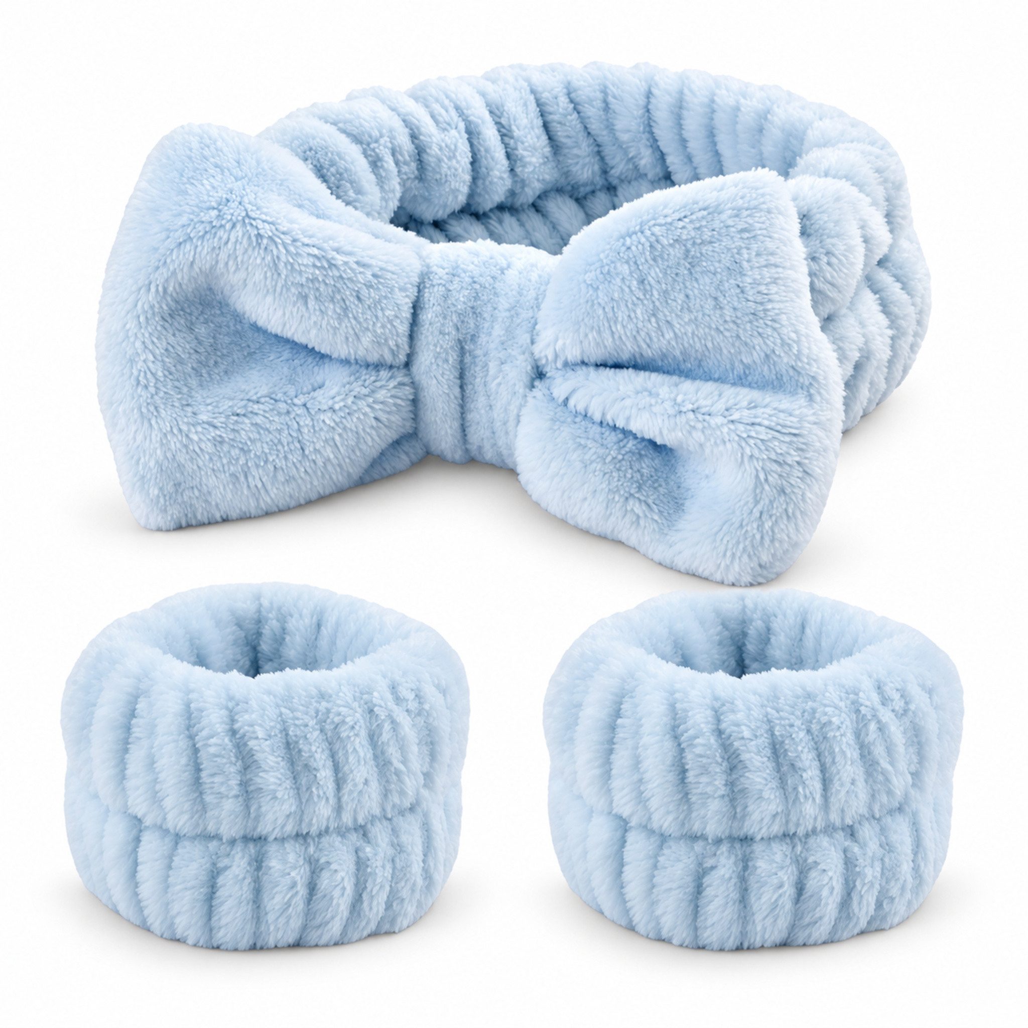 HS.SUPPLY Diadem Haarband, Gesichtsband, Schminkband, Handgelenkband-Set, perfekt für die tägliche Hautpflege