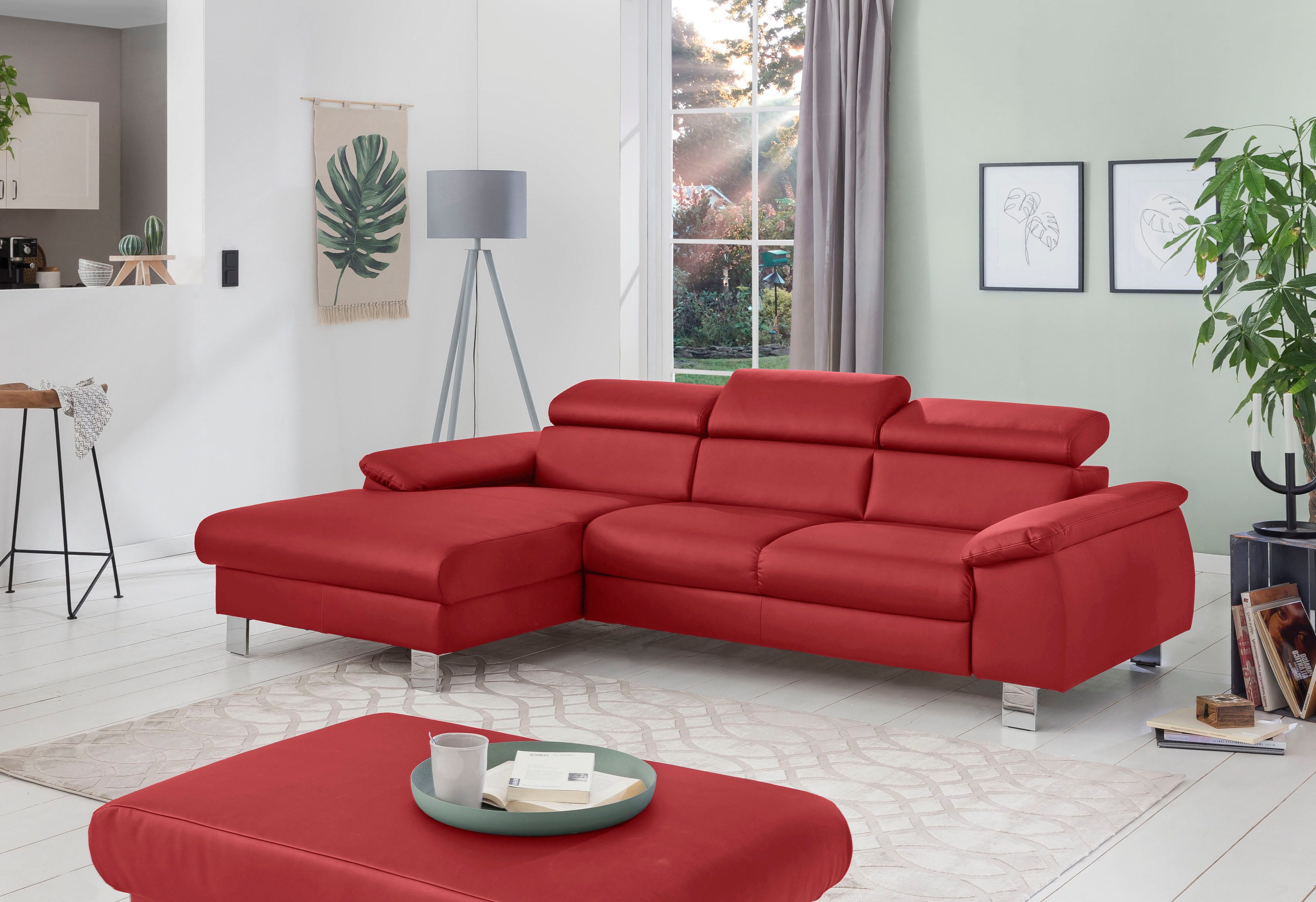 COTTA Ecksofa Komaris L-Form, B: 244 cm, mit Kopfteilverstellung, optional Bettfunktion, Bettkasten & Licht