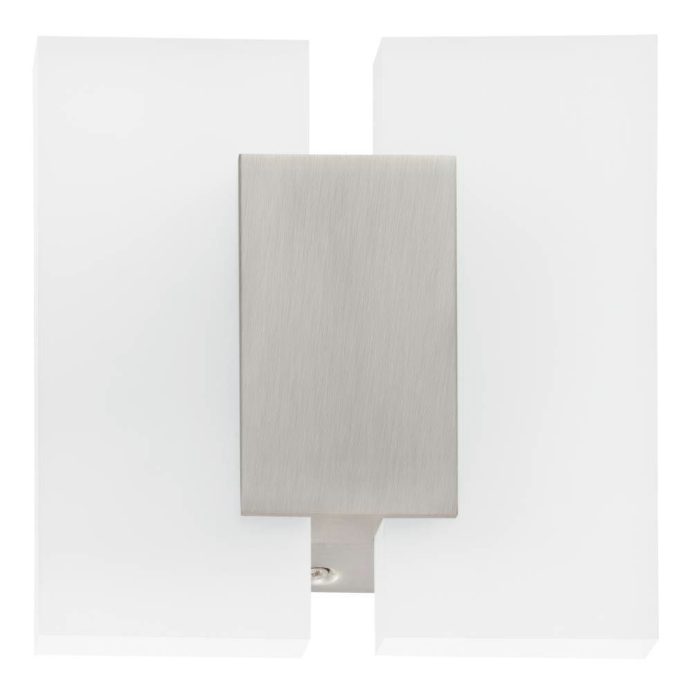 EGLO Deckenleuchte METRASS 2 Wandleuchte, Wandbeleuchtung, Flurlampe, weiß, modern, LED fest integriert, Warmweiß, Wohnzimmerlampe, satiniertes Kunststoff, schlicht, Alu, 20x17x5,5cm